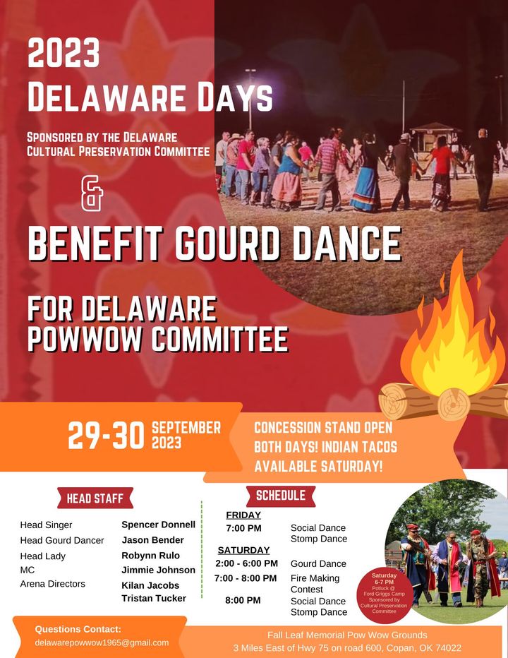 2023 Benefit Gourd Dance to be held September 29-30 at Fall-Leaf Memorial Campgrounds in Copan, OK