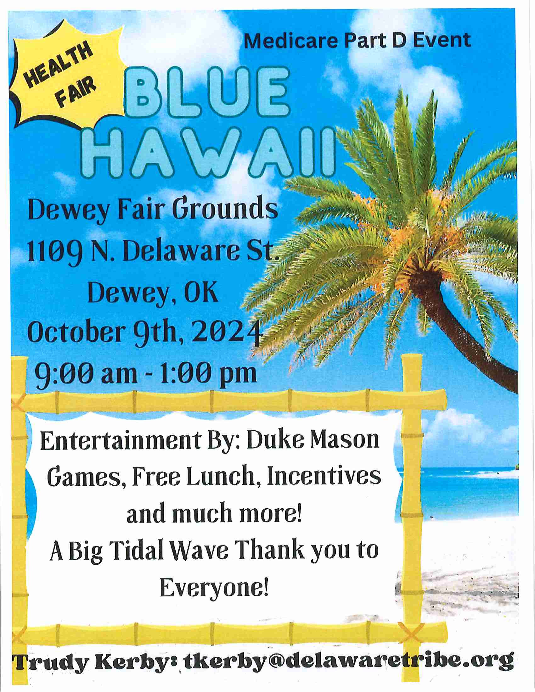 Flyer advertising Blue Hawaii Health Fair