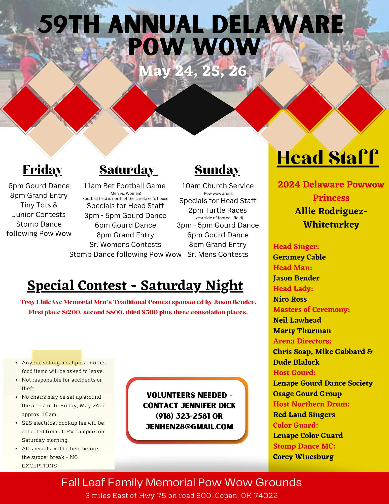 59th Annual Delaware Pow Wow to be held at Fall Leaf Family Memorial Pow Wow Grounds May 24-26, 2024