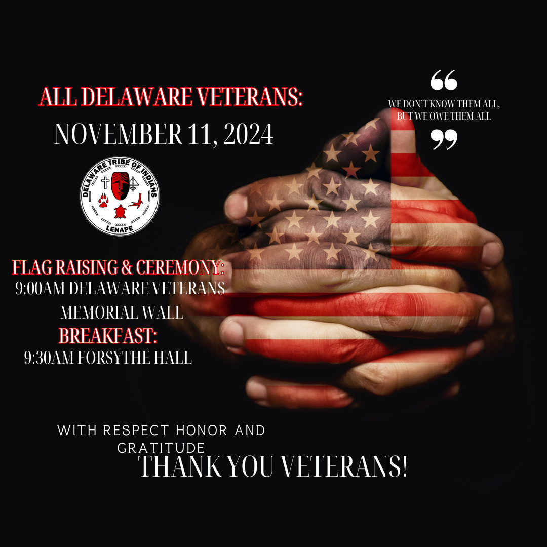 Flyer for Flag Raising Ceremony at Delaware Veterans Memorial Wall for Veterans Day 2024